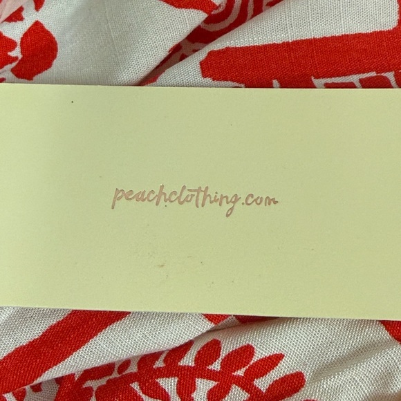 NWT Peach Red Cream Shell Print Crop Tank Top Button Detail Resort Summer M - Picture 7 of 8